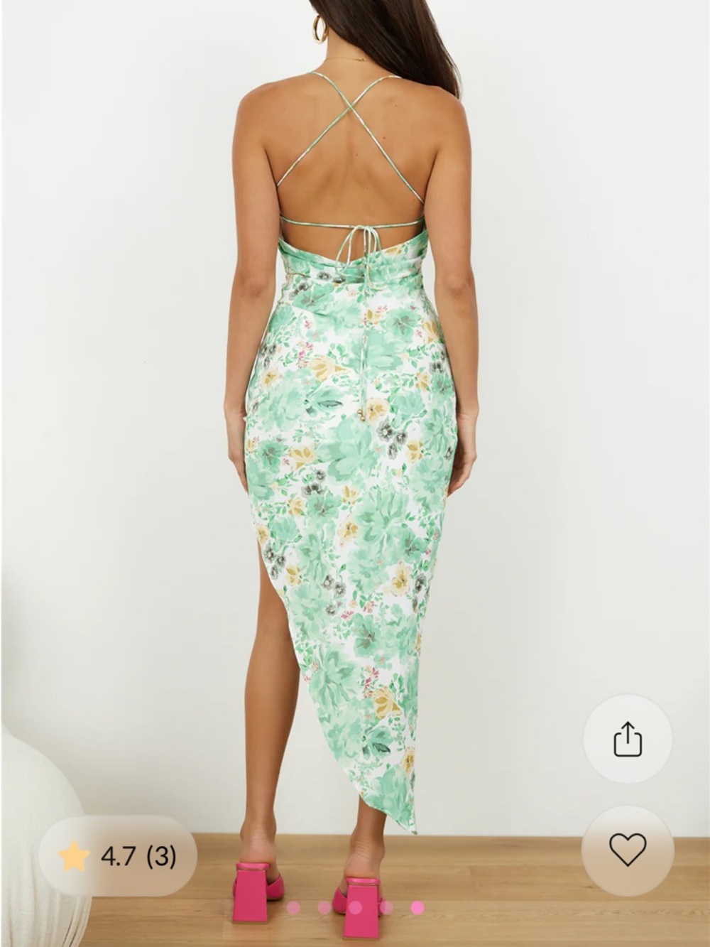 Hello Molly Mint Floral Asymmetrical Slip Dress - Picture 2 of 5